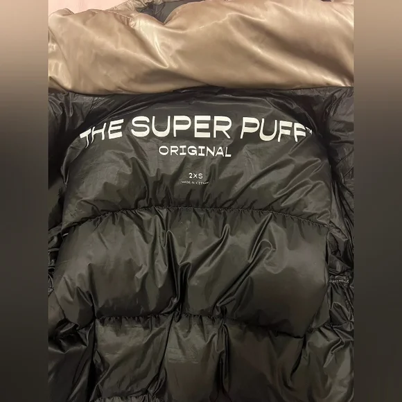Aritzia The Super Puff Original 2XS Modern Taupe Shiny Goose Down Jacket Womens